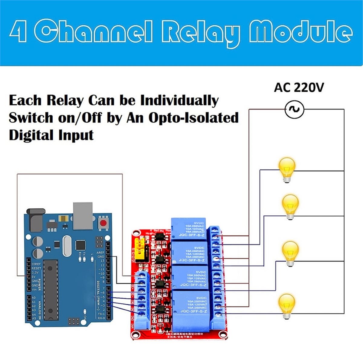 Relay Module 4 Channel - Modulo relè a 4 canali A49T