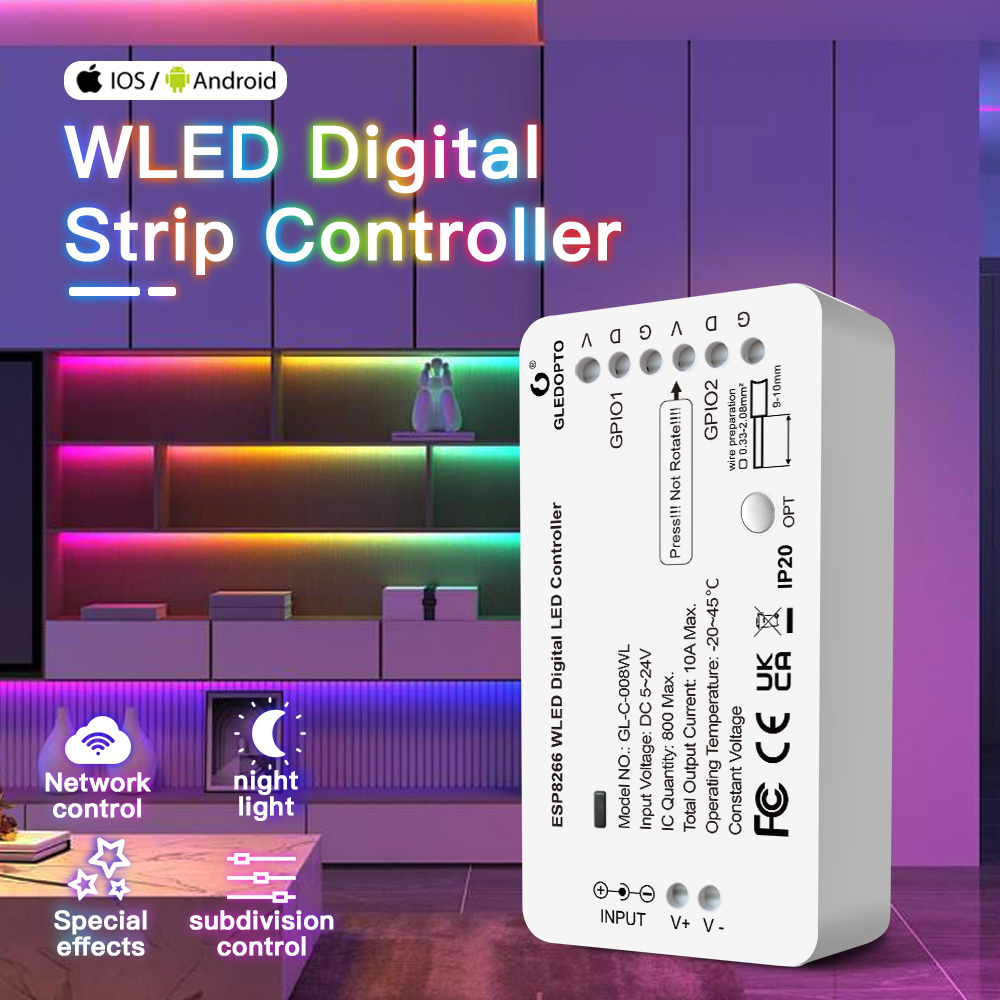 Ws2812B Strip 5V - 5V-24V WLED RGB RGBW Controller luce