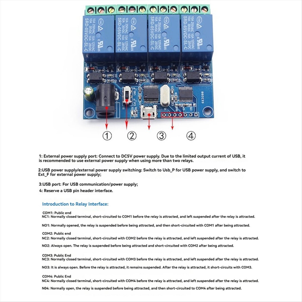 Modulo Relè USB a 4 Canali AT4 - Relay Module 4 Channel recensione e prezzo